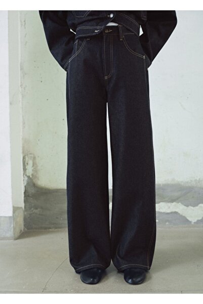 MANGO Woman Yüksek belli barrel jean pantolon