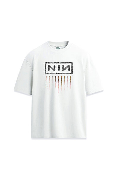 Darkia تي شيرت مريح للجنسين بتصميم مكتوب عليه Nine Inch Nails NIN