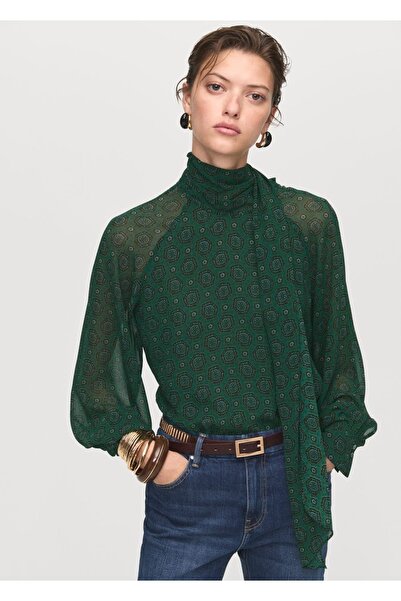 MANGO Woman Bağ detaylı desenli bluz