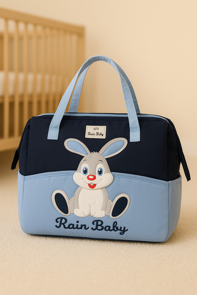 Rain Baby حقيبة العناية بالطفل حقيبة الأم والطفل بنمط أرنب