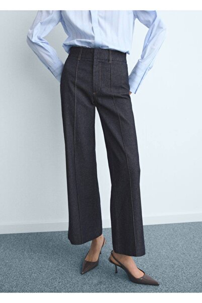 MANGO Woman Yüksek belli dikişli culotte jean pantolon