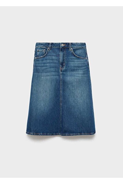 MANGO Woman Midi boy denim etek