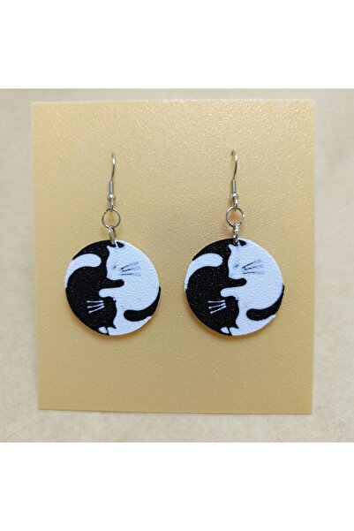TERARYUM SEPETİM Ying Yang Cat Earrings