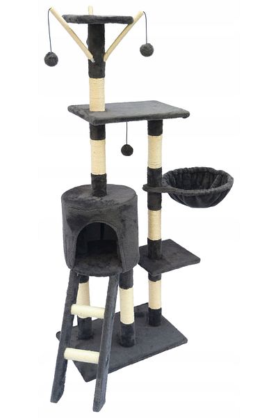 SERSIMO Cat play set 51x36x138 cm, with 6 levels, sisal and toys, black