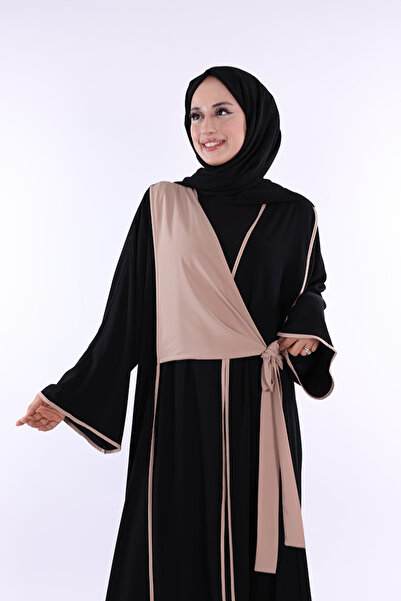 Bym Fashion Front Tie Detailed Abaya 70005 Black