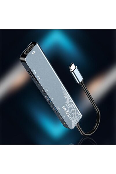 REDz Accessories Πολυλειτουργικός προσαρμογέας USB-C 7 σε 1, KSC-1413, Hub με θύρες HDMI 4K