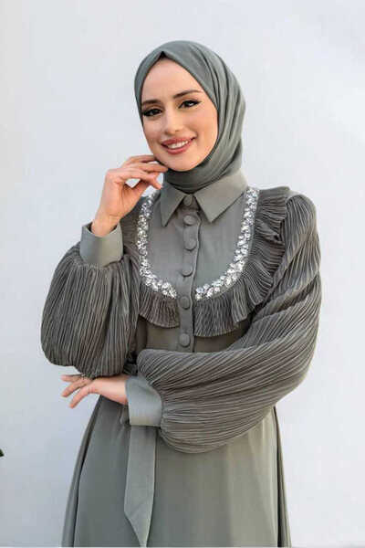 Bym Fashion Φόρεμα με λεπτομέρεια με πιέτες 3949 Mint