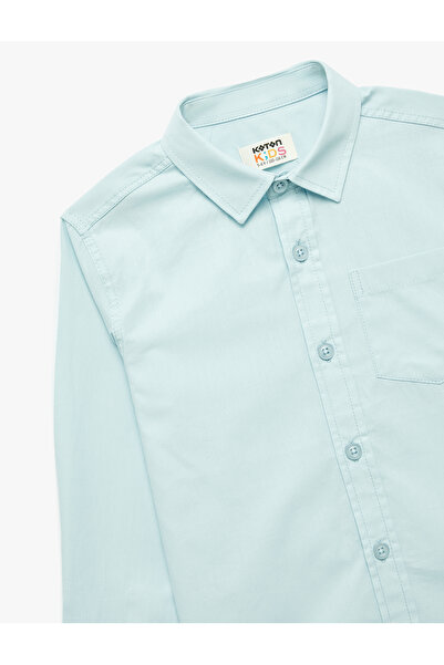 Koton Cămașă școlară de bază din bumbac, cu mânecă lungă, cu guler clasic