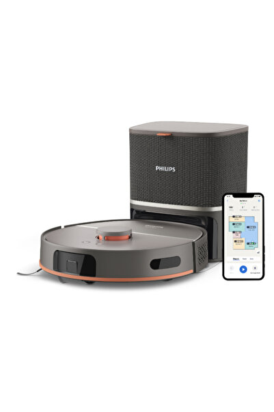 Philips مكنسة كهربائية روبوتية من سلسلة HomeRun 5000 مع محطة تفريغ تلقائي سعة 260 مل