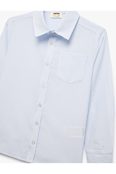 Koton Cămașă școlară cu mâneci lungi, cu guler clasic, cu detaliu de buzunar și dungi