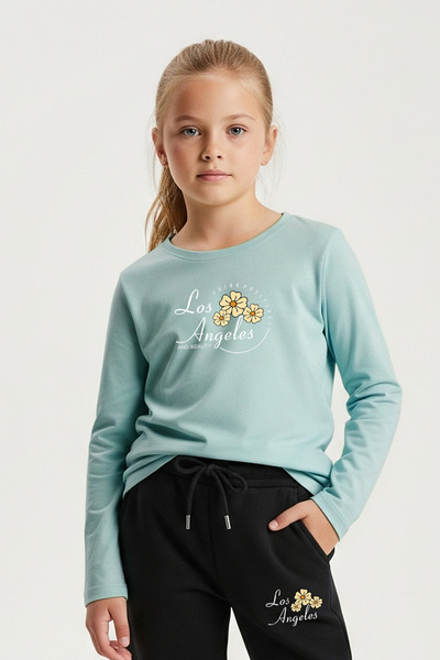 panios kids Round Neck Los Angeles Printed Girl's Tracksuit Set
