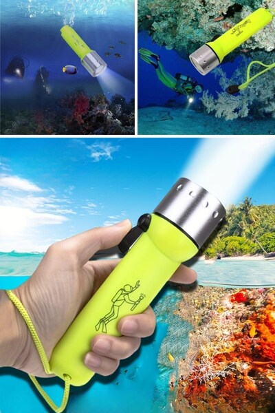 Buffer ® Süper Parlak LED Su Altı Dalış Feneri – Taşınabilir, Su Geçirmez ve Darbeye Dayanıklı El Fen