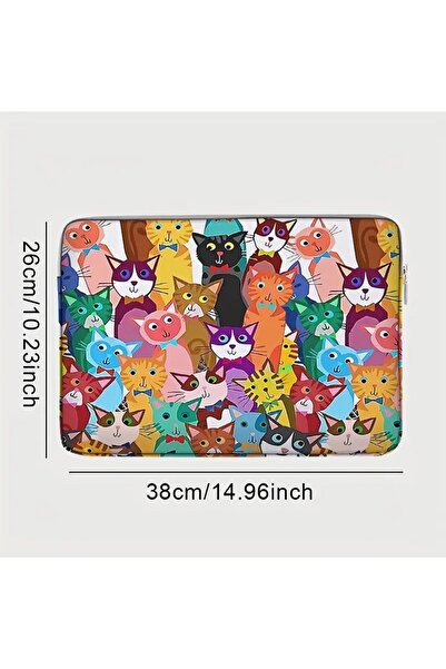 Dodemert Home Цветна калъфка за тетрадка с цип от мека материя с мотив котка (38,1 см)