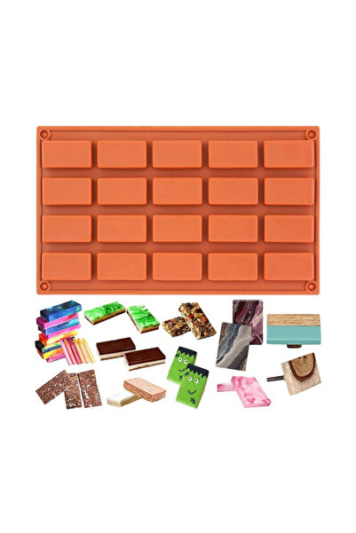 TT Tahtakale Toptancıları قالب سيليكون مستطيل لقوالب بسكويت الشوكولاتة 20 قطعة B8168