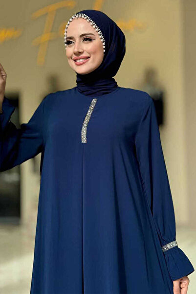 Bym Fashion Φόρεμα με λεπτομέρεια από πέτρα 6033 Navy Blue