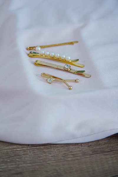 Osso Fashion Pearl Gold Color Side Buckle Combination 4 Pieces
