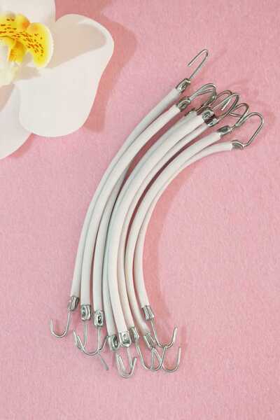 Diloshtrend Design 12 Adet Beyaz Kalın Çengelli Lastik & Beyaz Kancalı Lastik