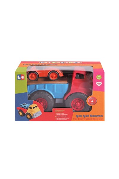 lets be child Camion-platforma cu masina, 19x30, Rosu/Albastru, LetsBeChild