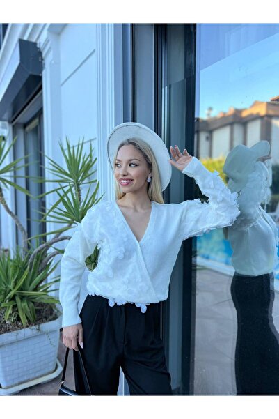 For Angels Lace Double Breasted Sweater with Floral Accessories