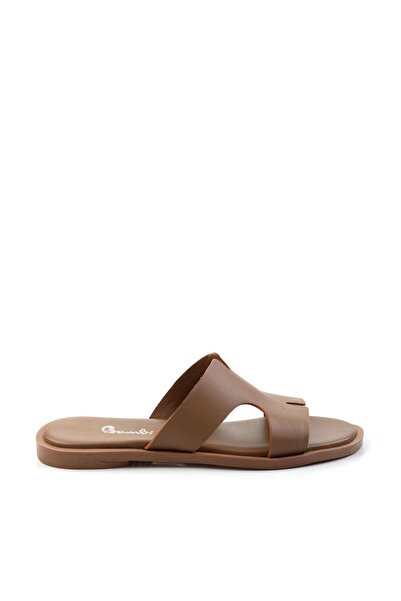 Bambi Taba Leather Kadın Terlik K04666014403