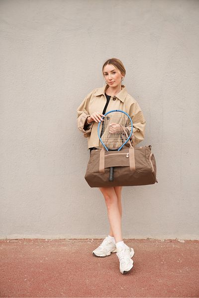 Solo Bag Crinkle Fabric Sports and Travel Bag with Shoe Compartment and Front Pocket with Waterproof Shoulder Strap