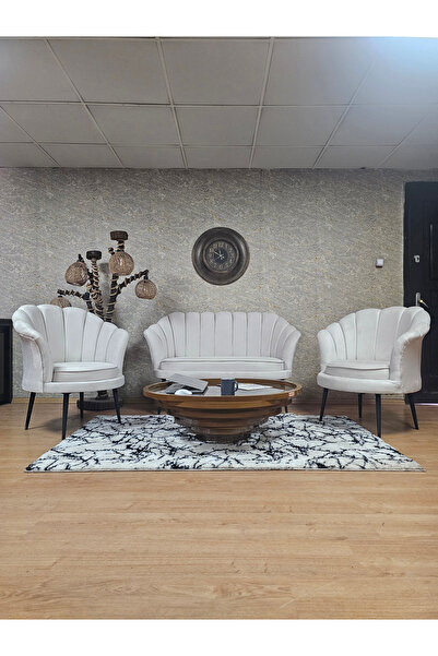 ZAFİR İstiridye Takım Siyah Boyalı Sivriltme Ayak Çay Seti Koltuk Takımı