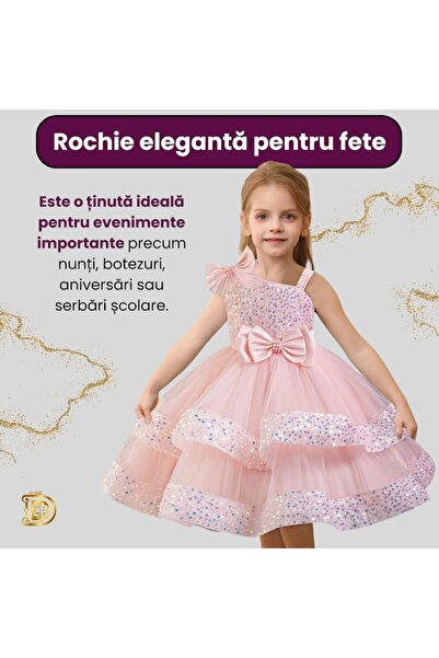 One Derya Elegant Party Dress for Girls, One Derya, Salmon Pink