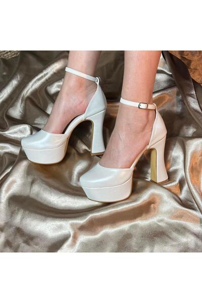 MEY Pearl White Platform Heel Shoes M1424