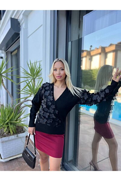 For Angels Lace Double Breasted Sweater with Floral Accessories