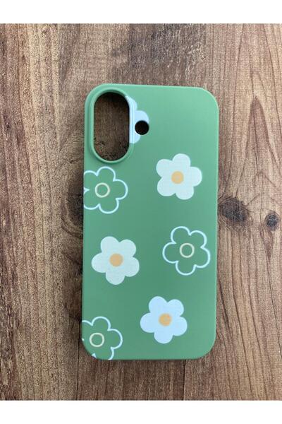 Newon حافظة هاتف آيفون 16 منقوشة بالبابونج من الداخل مخملية من السيليكون الفاخر