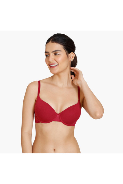 Zivame Lace Panel Padded Demi Bra