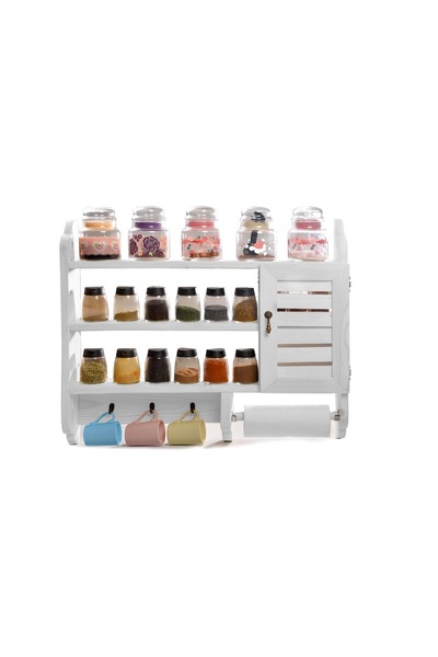 medefahsap Ahşap mutfak tereği -baharatlık (beyaz)