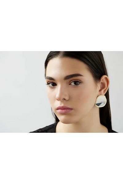 NARRU Handmade earrings, orange, cream, white, gold, Arya 50