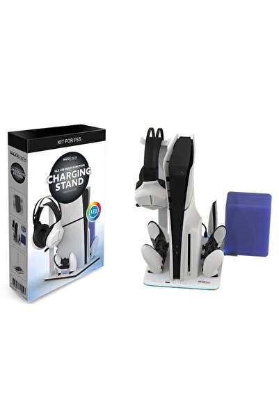MaxxTech PS5 Multifunctional Charging Stand with LED, Fan & Storage,