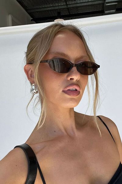 COOLANDBETTER Ren Slimova 90S Narrow Thin Oval Women's Sunglasses – |   Uv400 Protection