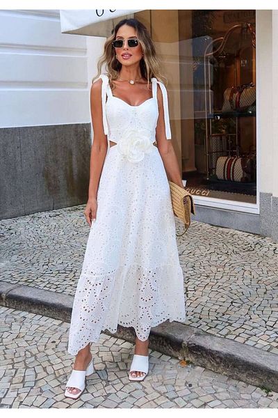 NEW İMPERİAL Brode Voile Strap Dress-Xs