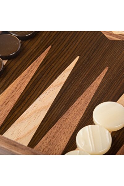 Manopoulos Luxury Oak Backgammon with Walnut Dots