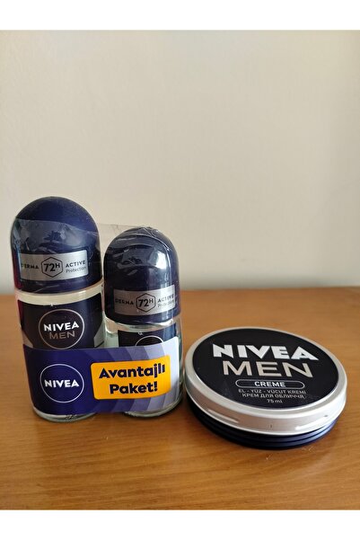 NIVEA MEN Erkek Roll-on Deodorant Fresh Active 50ml ve 25 ml MEN Erkek Creme 75 ml krem seti