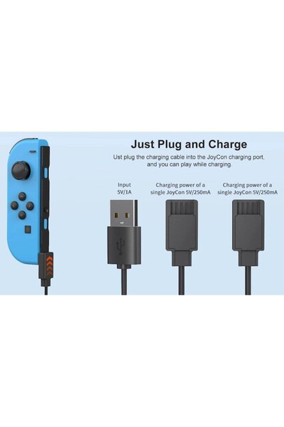 Nacon Deep Explorer 2-in-1 Charging Cable, 2.5 meters, for NSW Joy-Con Controllers