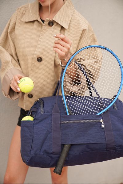 Solo Bag Crinkle Fabric Sports and Travel Bag with Shoe Compartment and Front Pocket with Waterproof Shoulder Strap