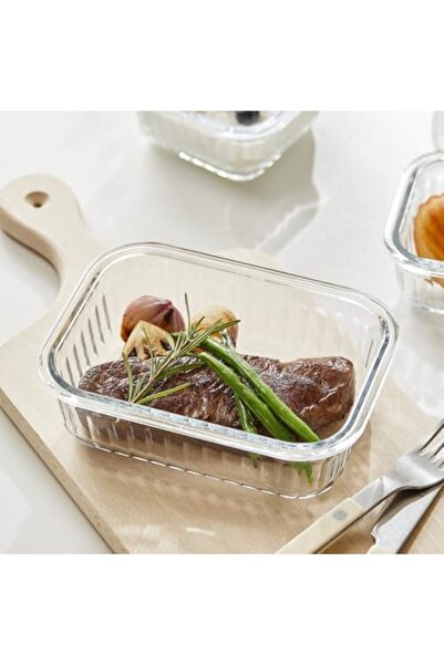 NEOFLAM Wave Lock Rectangular Glass Food Container with Lid, 1 Liter Capacity