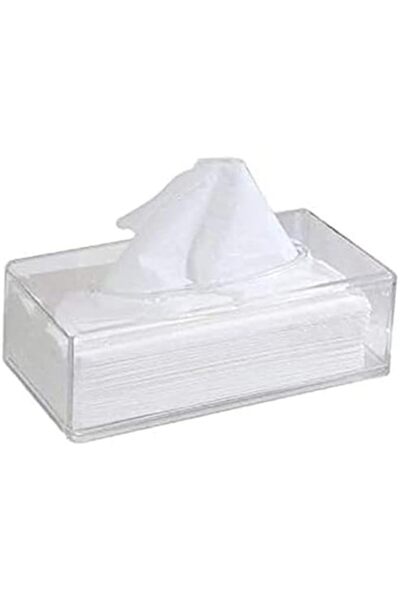 SAQOWARE Alsaqer Acrylic Clear Facial Tissue Box Cover Rectangular Napkin Holder Car Office Home Tra