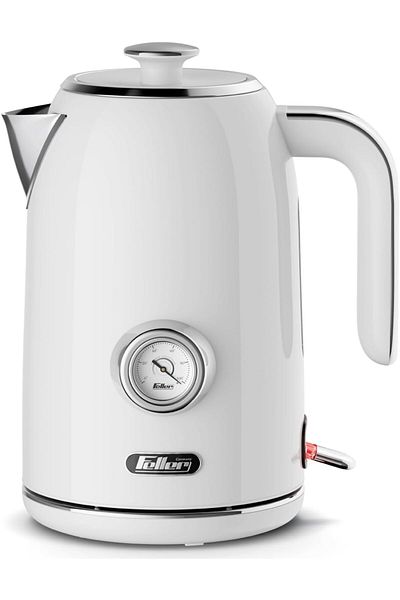 FELLER Germany, Retro Style 1.7L Kettle with Thermometer, 2200 W, Stainless Steel Body, STRIX Contro