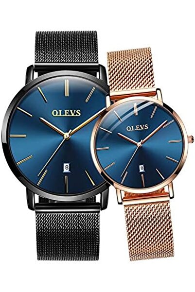 OLEVS ساعات زوجية للرجال والنساء، ساعات معصم كوارتز تناظرية رفيعة للغاية، كاج...