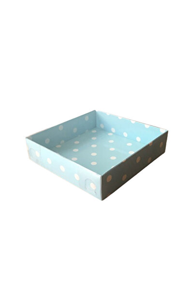 TT Tahtakale Toptancıları علبة كرتون بغطاء أسيتات 12X12X3 (50 قطعة) أزرق منقط