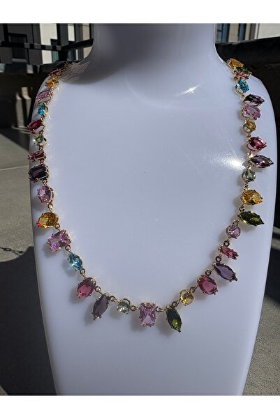 BERFACCESSORIES Gold Renkli Taşlı Kolye