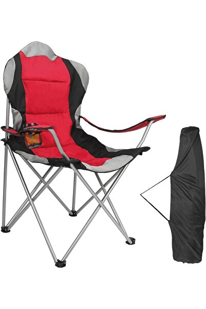 GO2CAMPS Foldable Camping Chair with Cup Holder Heavy Quality (Red)