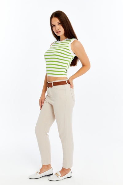 CHOS7N Women's High Waist Narrow Leg Cream Trousers – for Casual & Stylish Combinations