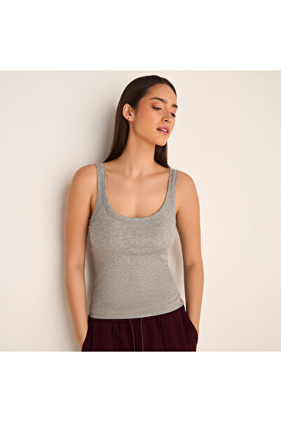 FAV Ribbed Sleeveless Shaping Tank Top with Scoop Neck