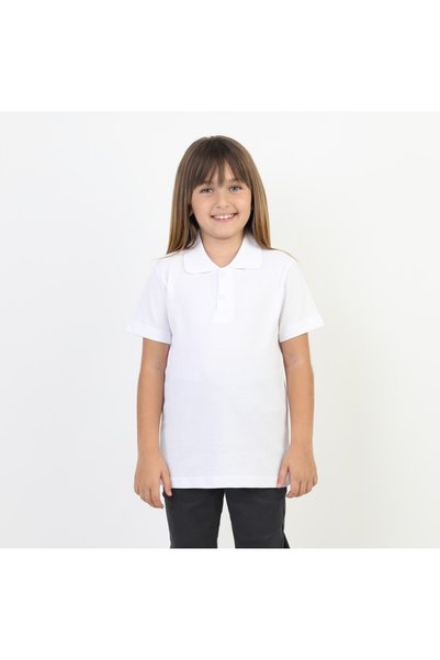 SLOBODA Unisex White Polo Neck T-Shirt - School T-Shirt